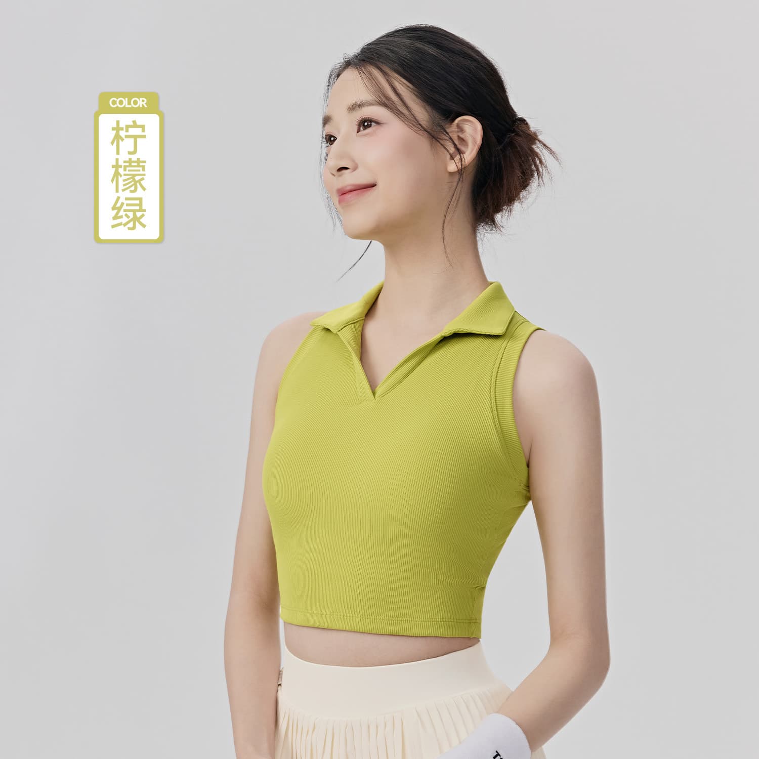 Polo Lapel Tennis Vest Women's Chest Pad Lingerie Free Yoga Vest Breathable Sleeveless Fitness Top