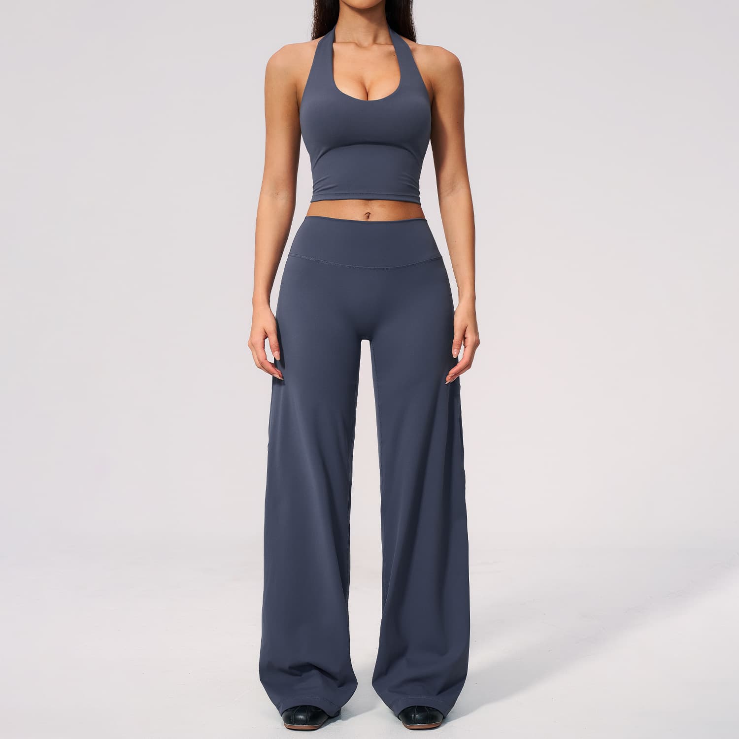 Cross Border Yoga Set Neck Beauty V-neck Slim Slim Outdoor Running Training Gym Clothing Two Piece Set 5529