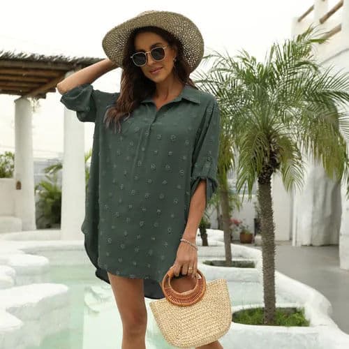 New Loose Beach Jacket Women Vacation Bikini Cover up Swimsuit Cardigan