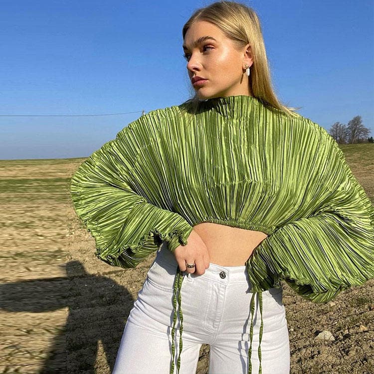 New Fashion Loose Jacket Drawstring Long Sleeve Short Exposed Umbilicus Top