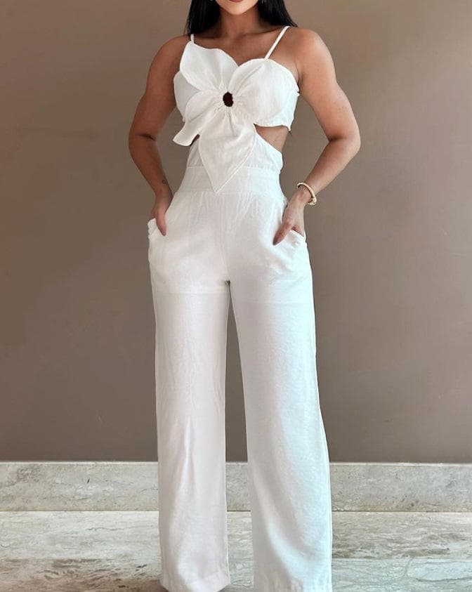 Plus Size Hot Selling Summer Women Stylish Flower New Style Solid Color Simple Women Set
