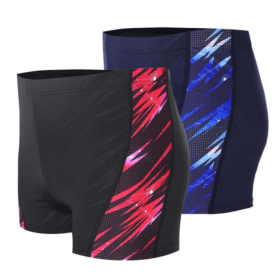 Side Print Fashion Mid Leg Men's Boxer Swimming Trunks Competitive Swimming Trunks