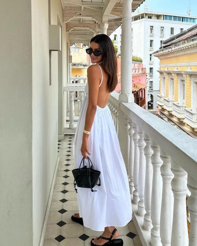 2023 Fashion Summer Dress White Backless Skirt Deep v Neck Halter Dress Beach Dress