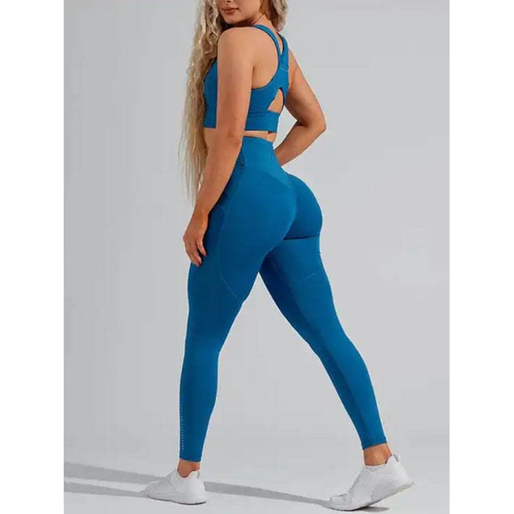 Classic Tight High Waist Tummy Lifting Fitness Running Solid Color Breathable Yoga Legging With Pockets