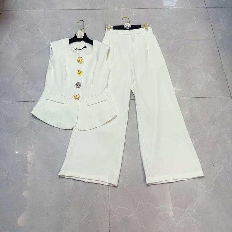 Simple Fashion Suit Wholesale Sleeveless Vest Top Factory Direct Solid Solid Trousers Custom logo