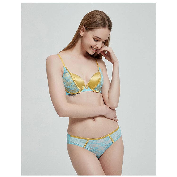 New Embroidery Stitching Lace Comfortable Soft Steel Ring Women Simple Two Piece Set Sexy Lingerie