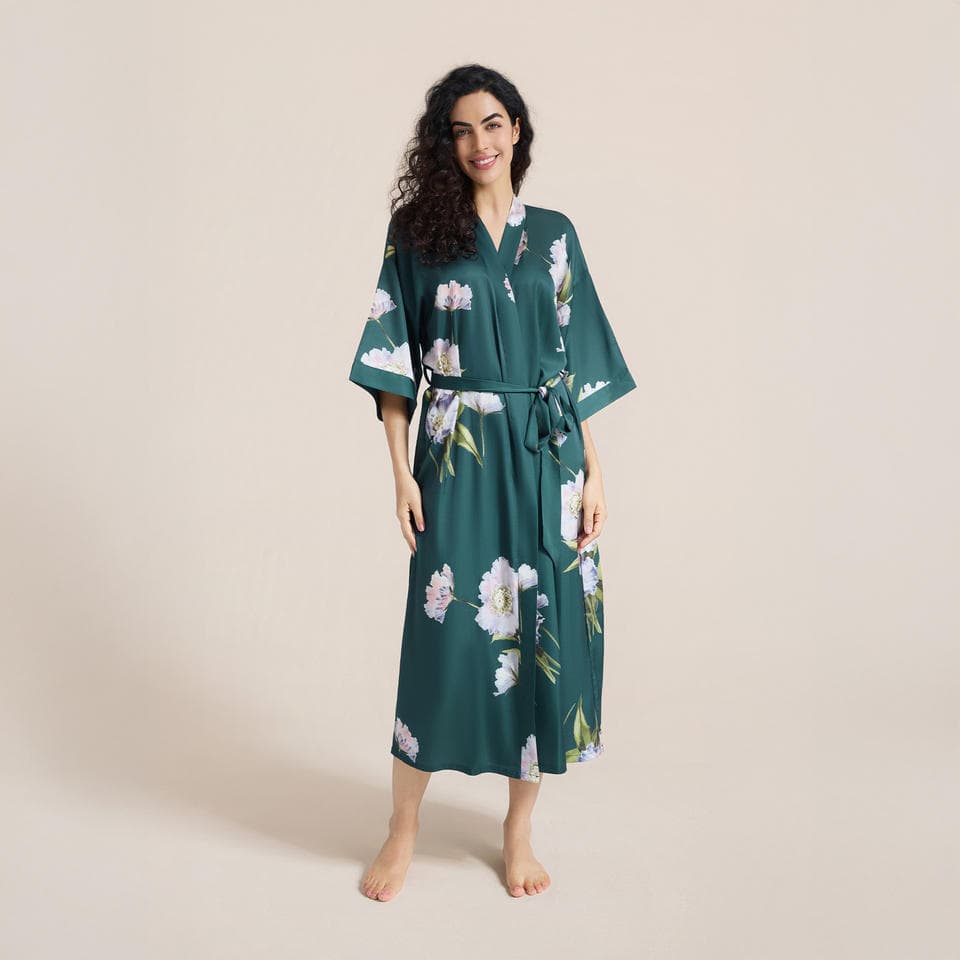 Wenshuo Kimono Style Printed Sleepwear Wholesale Long Sleeve Loungewear Custom logo Women Summer Robe Factory Directly
