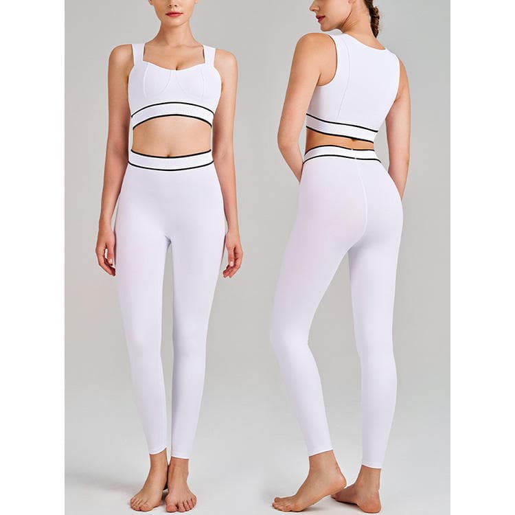 2025 Contrast Banding Bra and Legging Butt Lifting 2 Piece Yoga Outfit Woman Set