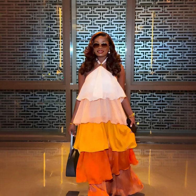 Wenshuo 2026 New African Style Sweet Women Holiday Dress Sleeveless Halter Neck Tiered Ruffle Maxi Dress Women Casual Dress