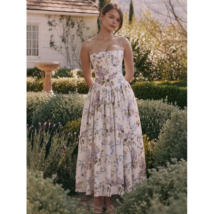 Wenshuo Printed Casual Dress Wholesale Stylish slip Dress Custom logo Summer Maxi Dress Factory Directly