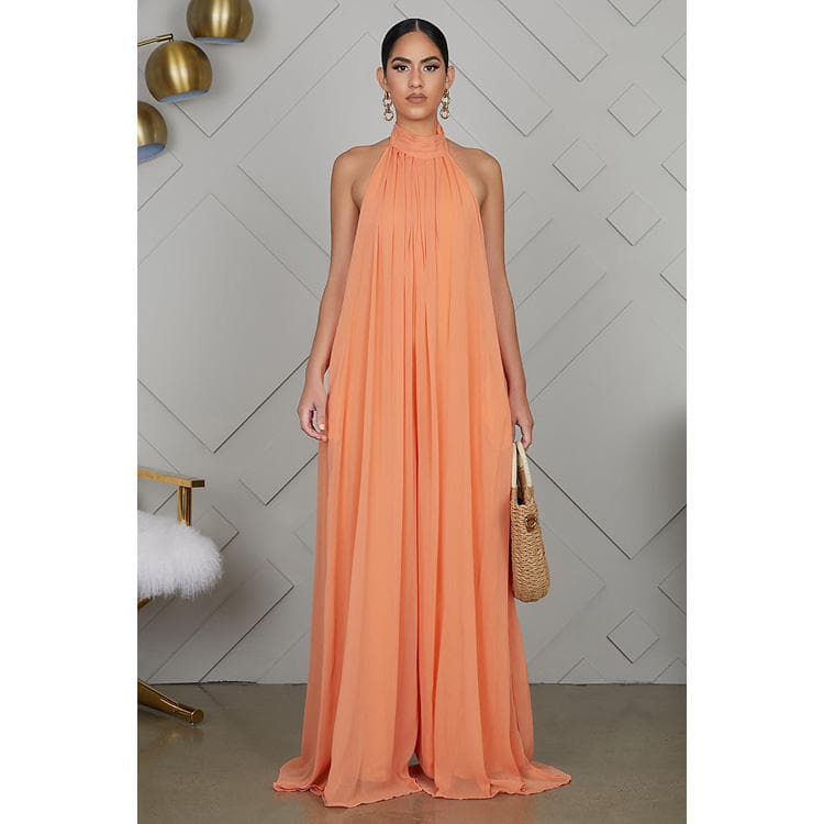 Hot Sale Casual Chiffon Loose Backless Women's Jumpsuit Chiffon Beachwear