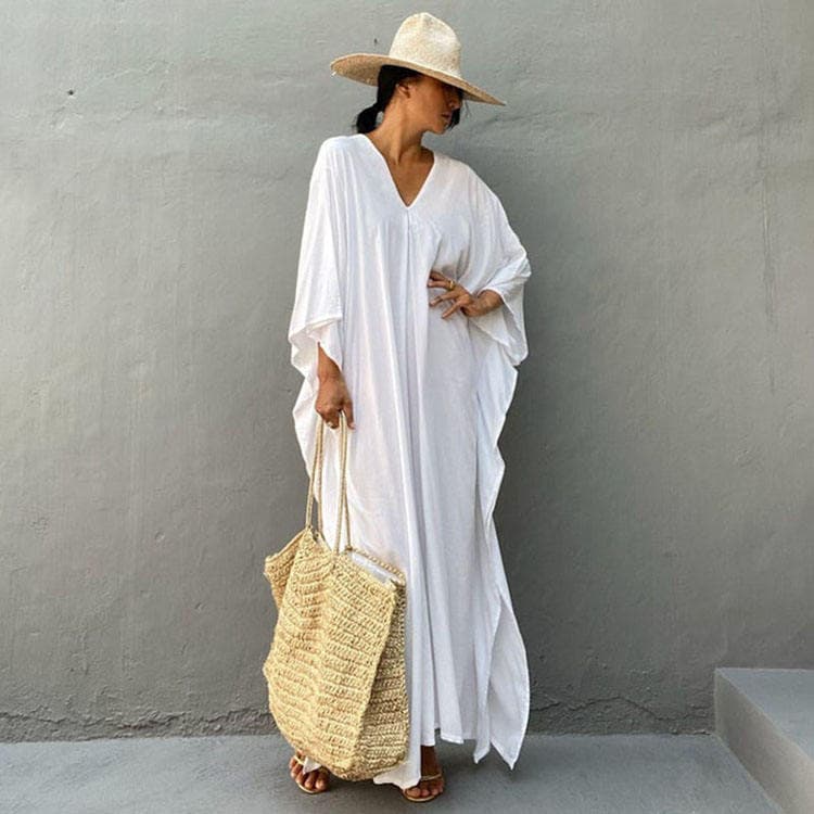 New Rayon Robe Solid Color Blouse Holiday Dress Loose Bikini Cover up