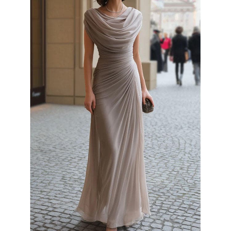 Wenshuo Elegant Sleeveless Dress Wholesale Slim Fit Pleated Dress Custom logo Solid Color Dress Factory Directly