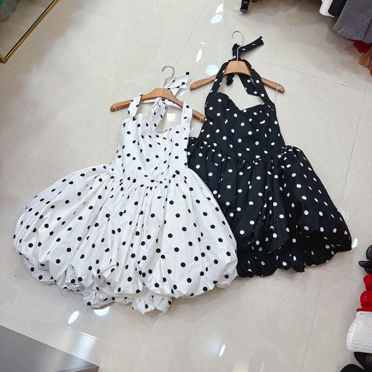 Wenshuo High Quality Halter Dress Wholesale Solid Color Dress Custom logo Bud Flower Dress Factory Directly