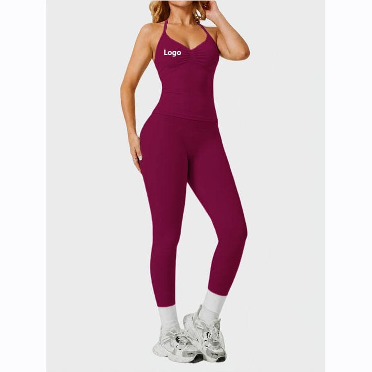 90 Nylon 10 Spandex Seamless Activewear Breathable Top and Butt Lift Legging Women Yoga Set