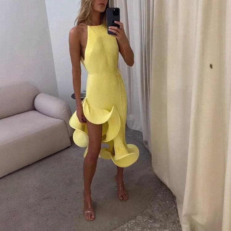 Wenshuo Rolled Hem Camisole Dress Wholesale Solid Color Dress Factory Directly Casual Vacation Dress Custom logo
