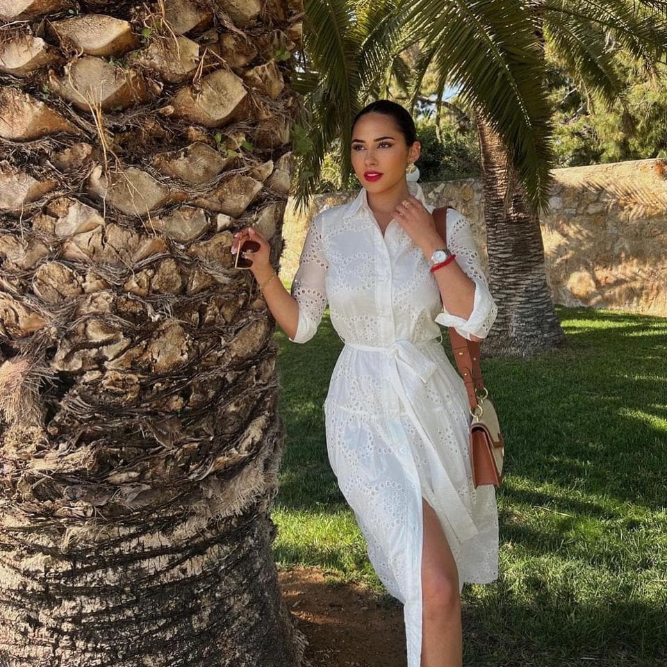 New Style 2023 Fashion Summer Skirt Midi White Shirt Dress Embroidered Dress Casual Dress