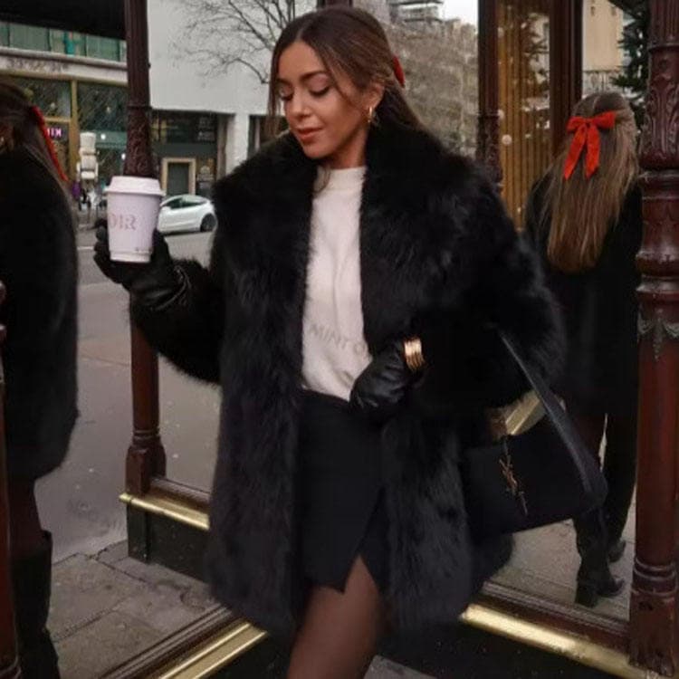Women Elegant Long Faux Fur Coat Women Solid Color Warm Coat High Quality Women Casual Coat