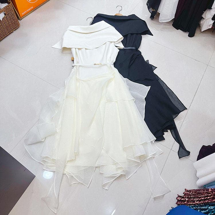 Wenshuo Solid Color Asymmetric Dress Wholesale Casual Sleeveless Dress Custom logo High Quality Dress Factory Directly