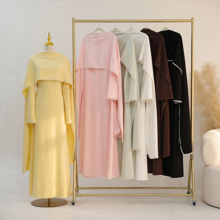 Wenshuo Long Dress Two Piece Set Wholesale Solid Color Dress Custom logo Fashion Pearl Dress Factory Directly