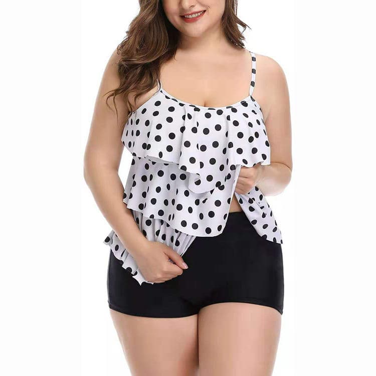 Polka Dot Cute Loli Fresh Style Plus Large Size Solid Bikini Sexy Vacation One Piece Swimsuit