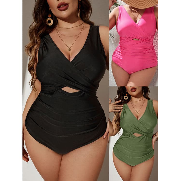 Wholesale New Sexy Bikini Solid Color One Piece Plus Size Swimsuit Bikini