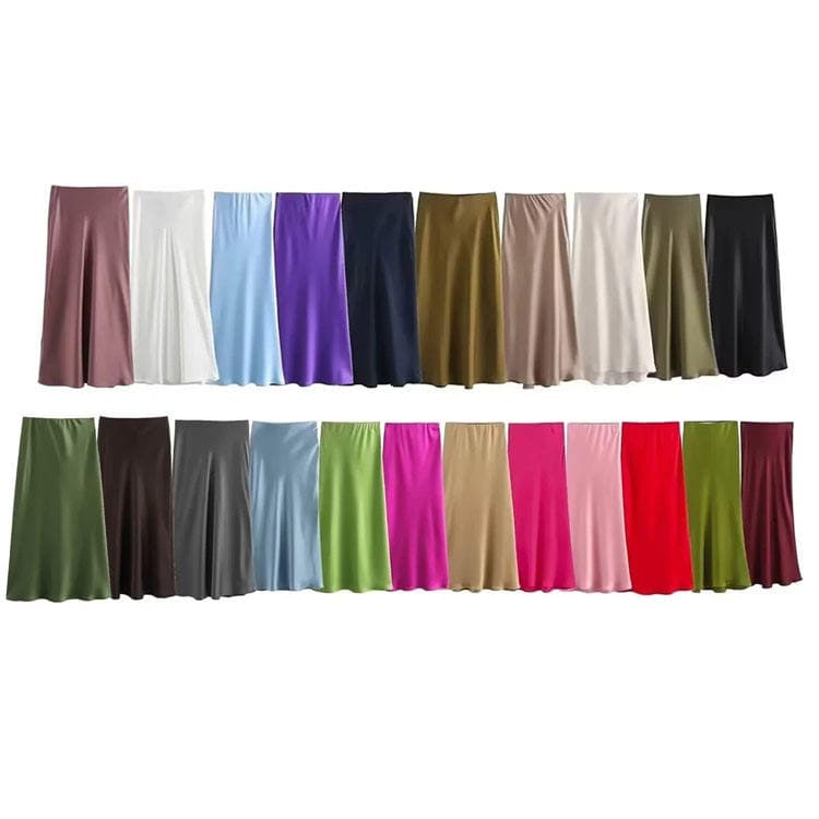 Wenshuo Best Selling Fashion Versatile Satin Skirt 26 Colors Women Casual Skirt Wholesale Women Office Skirt