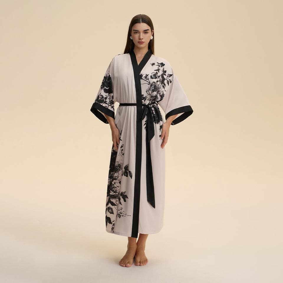 Wenshuo Long Sleeve Loungewear Custom logo Kimono Style Printed Sleepwear Wholesale Women Summer Robe Factory Directly