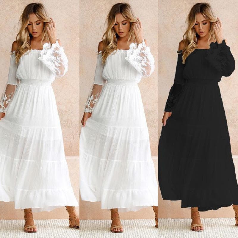 Lace Mesh Dress Manufacturer One Shoulder Long Dress Wholesale Holiday Beach Dress Factory Directly