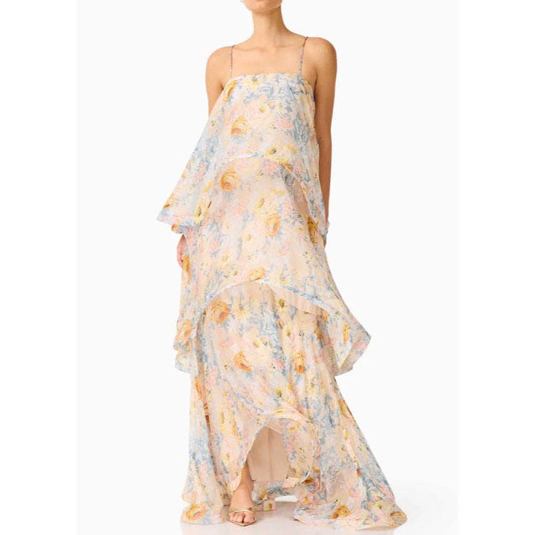 Wenshuo Printed Tiered Dress Custom logo Vacation Camisole Dress Wholesale Casual Maxi Dress Factory Directly