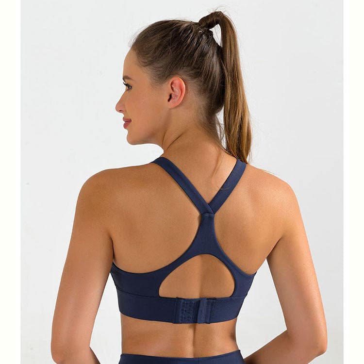 Nylon Double-sided Nude Feel Sports Bra Y-line Straps Gym Top Push-up Adjustable Yoga Bra