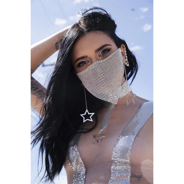 Halloween Rhinestone Diamond Mask Triangle Nightclub Mask Flash Diamond Jewelry Mask