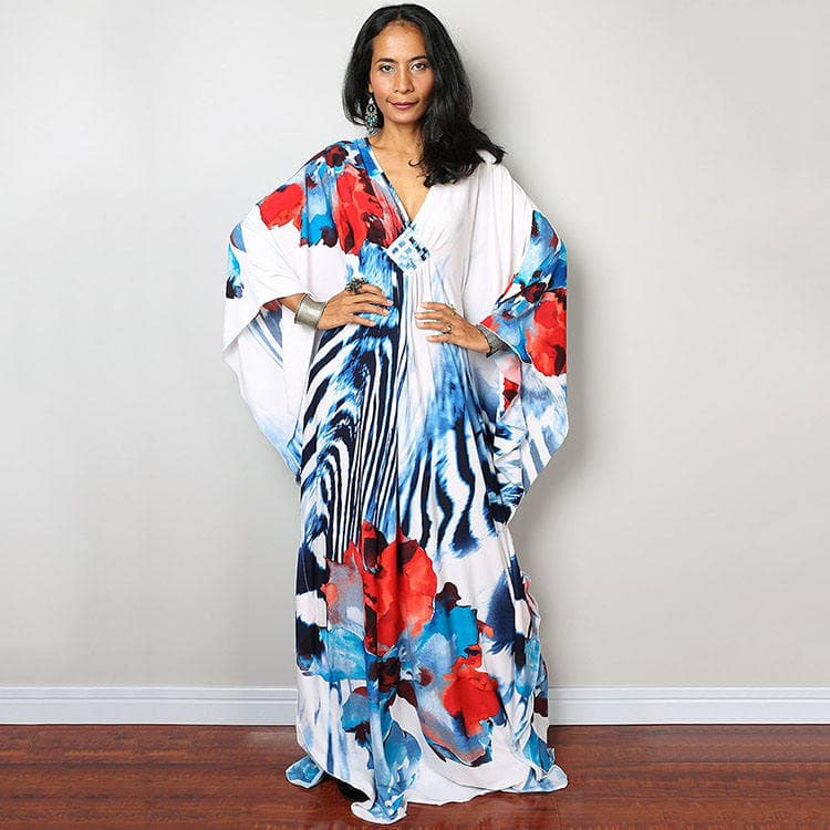 Beach Cover up Handmade Knitted Colorful Rainbow Strip Holiday Robe Dress
