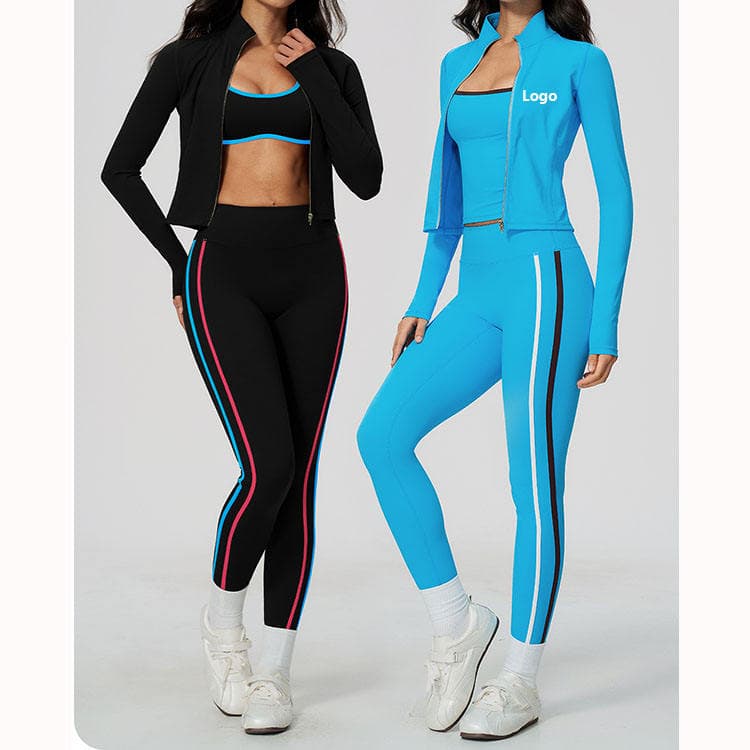 Fall Winter New Women Workout Set  Nude Feel Nylon Spandex Bra and Butt Lift Legging with Zipper Jacket 3 Piece Yoga Set
