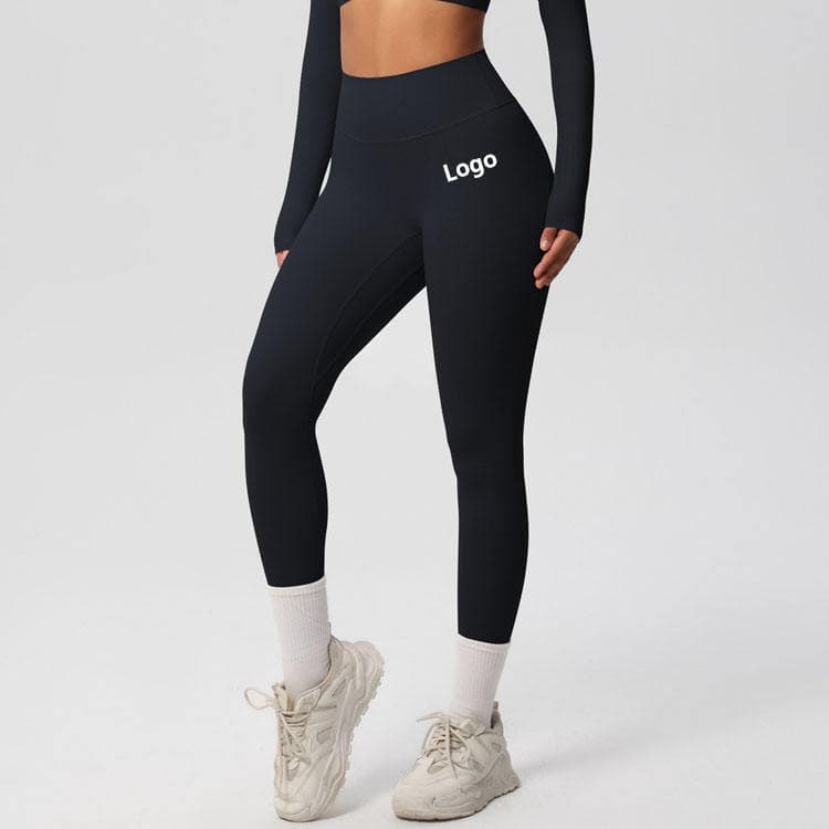 Brushed Nylon Spandex Outdoor Running Pants Custom Logo High Waist Yoga Legging