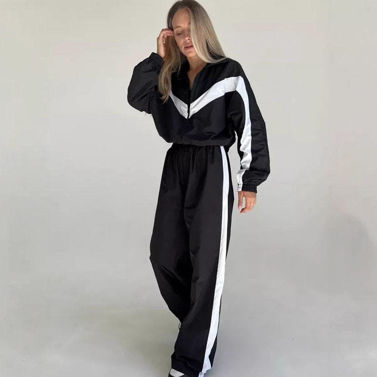 Wenshuo Loose Long Sleeve Sports Top Wholesale Elastic Waist Trousers Custom logo Outdoor Tracksuit Factory Direct