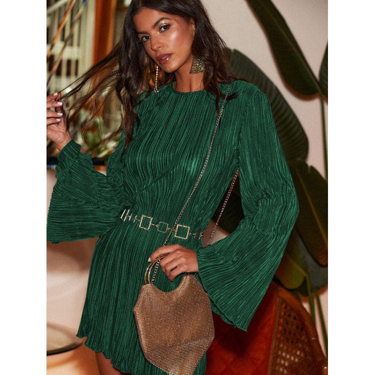 New Solid Color Dresses Sexy Hollow Slimming Dresses Casual Long Sleeved Dresses