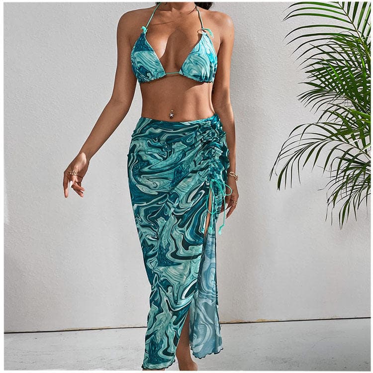 Three Piece Swimsuit Women String Bikini With Cover up Sexy Beachwear Bikini