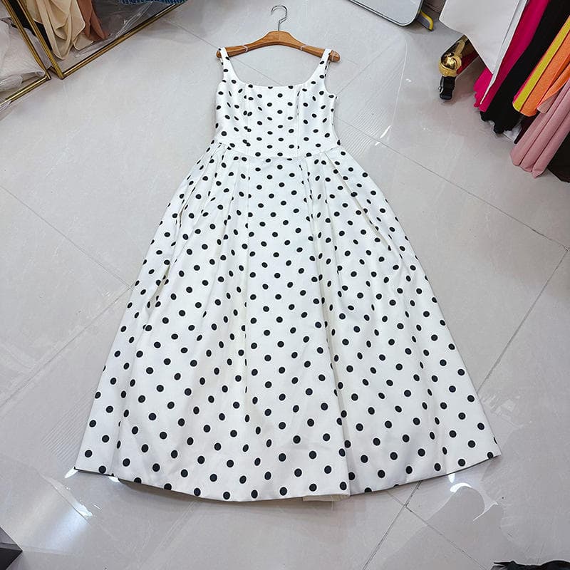 Wenshuo Fashion Polka Dot Dress Wholesale Elegant slip Dress Custom logo Casual Maxi Dress Factory Directly