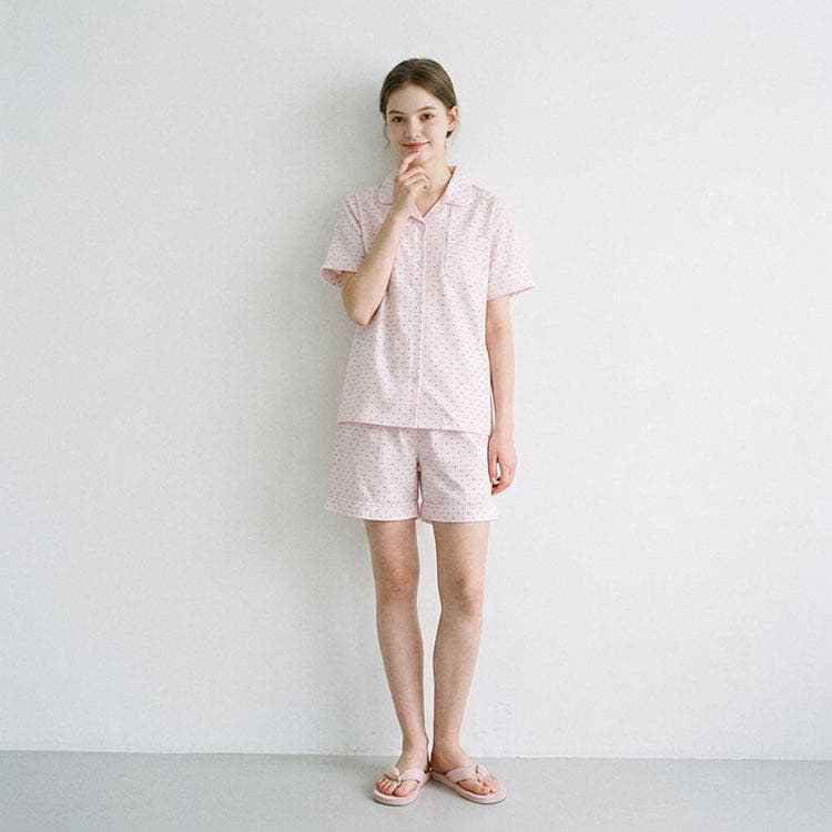 Wenshuo Casual Summer Set Wholesale Polka Dot Cotton Loungewear Custom logo Soft Pajama Women Set Factory Directly