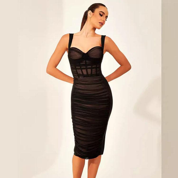 Wenshuo Sexy Bodycon Skirt Custom logo Ruched Camisole Dress Wholesale Backless Dress Factory Directly