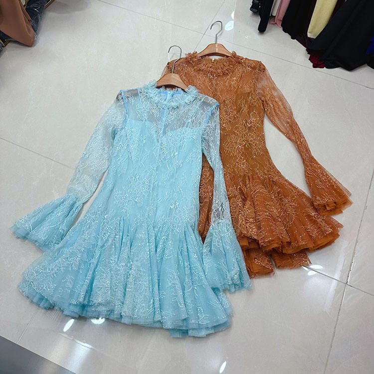 Wenshuo Sheer Mesh Dress Wholesale Casual Lace Dress Custom logo High Quality Dress Factory Directly