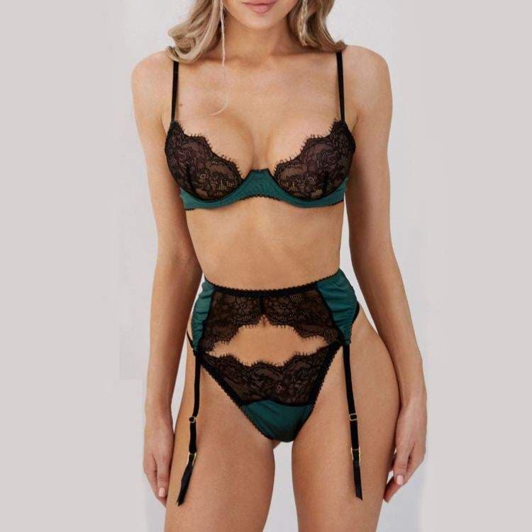 2024 New Style Erotic Lingerie French Ultra Thin Retro Bra Three Piece Set Women Underwear