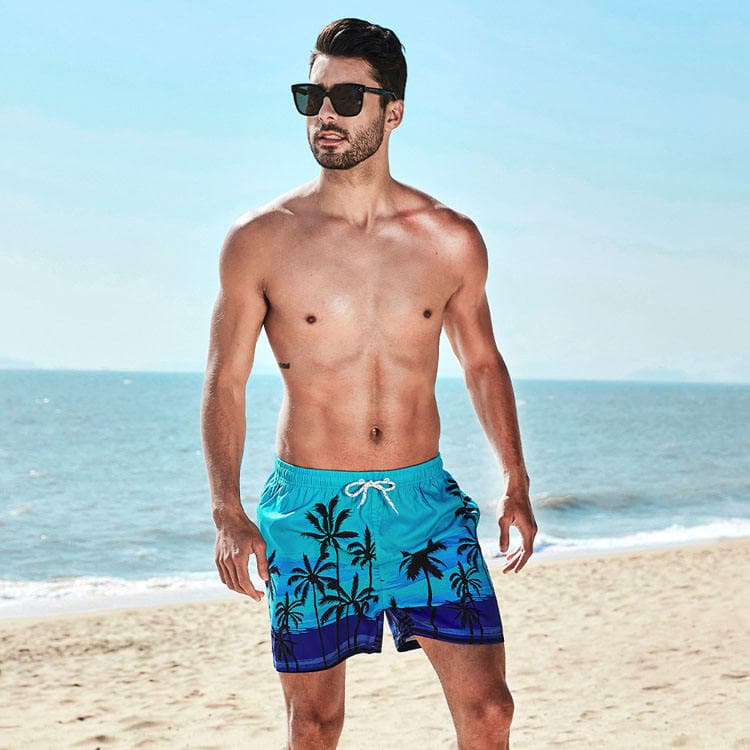 2024 New Large Size Digital Printed Quick Drying Beach Shorts Sports Lined Beach Shorts for Men