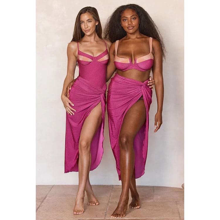 Wholesaler Direct Bikini Sexy High Waist Bikini Swimwear Sets Wholesale Chiffon Long Skirt Push up Bikini Sets