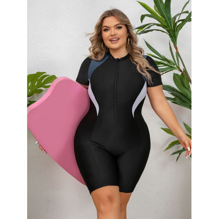 Wholesale Plus Size Dive Suit One Piece Zipper Sports Swimsuit Rash Guard Surf Fitness Swimwear