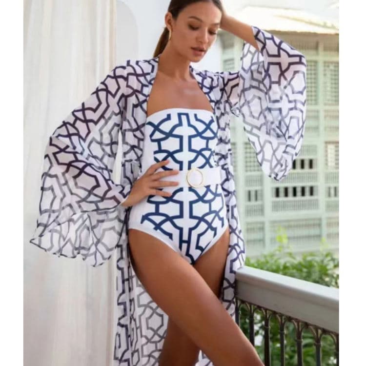 Covers Ups Two Piece Bikini Leopard Printing Off Shoulder Swimsuit Beach Wear Vacation Bathing Suit