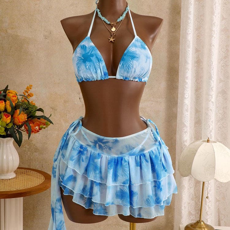 2026 New Fashion Gradient Color Bikini Set 3 Piece Summer Swimwear Backless Summer Beach Sea Pretty Swimsuit
