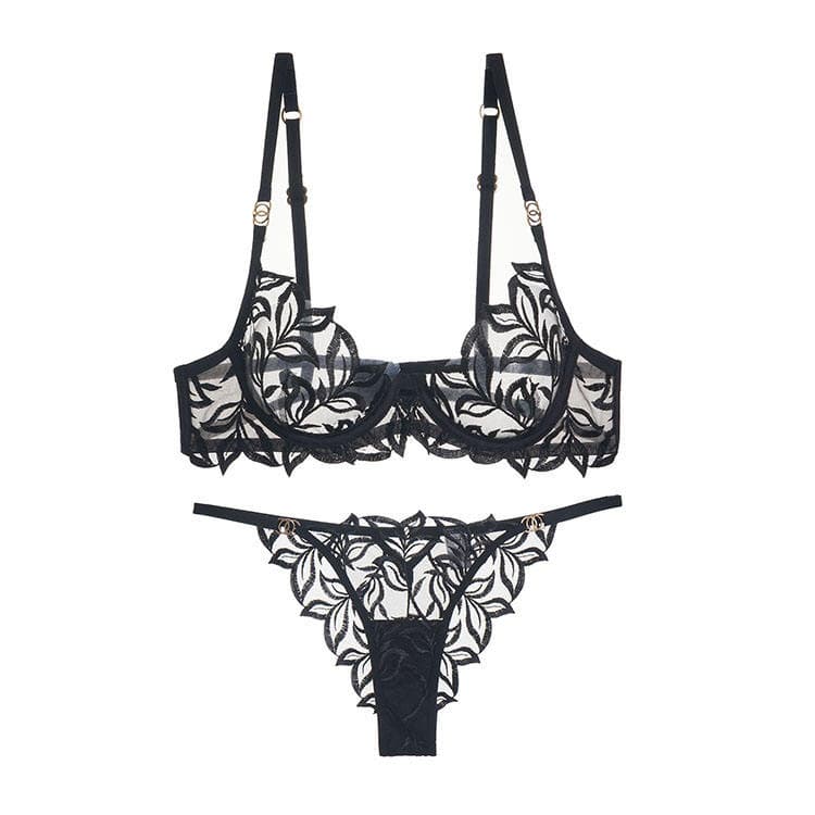 Hot Selling Classic Embroidery Bra and Panties Set Fishbone Corset Women Underwear Set