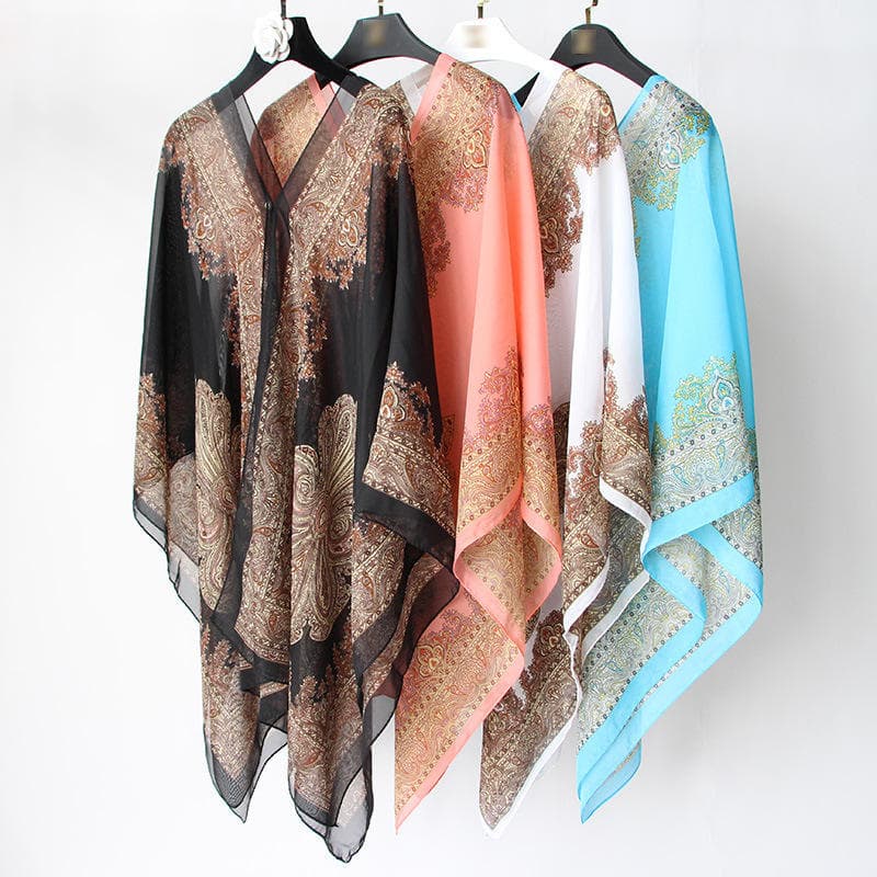 Women Variety Shawl Sunscreen Cashew Nut Flower Scarf Chiffon Shawl Cover up